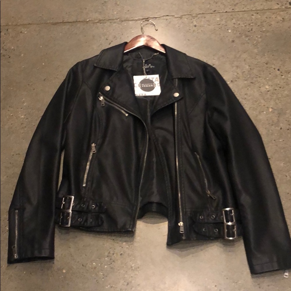 Vegan leather biker jacket